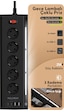 Fulltech FTR-26 Akım Korumalı Priz Siyah 9’lu (5 Priz + 2 USB-A + 2 USB-C) 3680W 16A, 2 Metre Kablolu, Gece Lambalı Çoklu Priz -