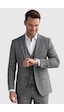 Deepsea Erkek Koyu Gri Slim Fit 3 Lü Takım Elbise Yelekli Ekose Desenli Çift Düğme Takım Elbise 2600501