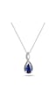 Brezza Lusso Jewelry Gümüş Su Damlası Pırlanta Model Safir Zirkon Taşlı Gümüş Kolye 45 CM