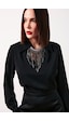 Sateen Kolyeli Salaş Bluz - Siyah-134625