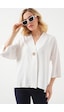 Bigdart Kadın Kısa Kol Oversize Kimono 5969 - Beyaz