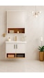 Dmz Home Concept Legna 65 Cm Banyo Dolabı Takımı Beyaz & Ahşap Mdf Seramik Lavabolu Alt Ve Üst Dolap