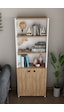 Kapaklı Çok Amaçlı Salon Dolabı 150x50x22 Cm Raflı Kitaplık Dekoratif Depolama Ünitesi Atlantik Çam - Beyaz