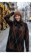 Sayzen Your Shine Kadin Baklava Argyle Desenli Kazak-elbise Sy-2517 Kahve