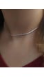 Gümüş Kısa Choker Rose Su Yolu Taşlı Kolye Ko9e67 Altın - Gümüş