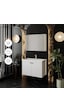 Karen Banyo Mimoza 80 Cm Seramik Lavabolu, Aynalı Banyo Dolabı Seti Lavabo Dahil Komple MDF