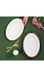Porsima 4456 Burçak Porselen Kayık Tabak Seti - Oval Kahvaltılık Sunumluk Seti 30cm Beyaz