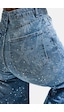 it's basic Kadın Kot Rengi T-2s6-27 Straight Fit Özel Baskılı Kumaş Parlak Taşlı Tasarım Denim Jean