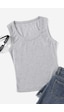 Merry See Düz Renk Kadın Kolsuz Bluz Crop Top Gri