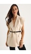 Shade Kadın Cep Detaylı Kemerli Vatkalı Oversize Astarlı Blazer Yelek 11143 60281003 - Bej