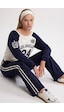 Ritnice Kadın Stone Kayık Yaka Sweatshirt Şeritli Alt Eşofman Lacivert Alt Üst Takım Ritnice Kadın Stone Kayık Yaka Sweatshirt Şeritli Alt Eşofman Lacivert Alt Üst Takım