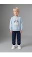Defacto %100 Pamuk Köpek Baskılı Sweatshirt Üst Lastikli Paça Alt 2li Takım Erkek Bebek H8482a526aube343 Mavi-be343