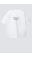 Monila Unisex Çocuk Pamuklu Bisiklet Yaka Baskılı T-shirt Beyaz/siyah