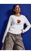 it's basic Kadın Beyaz W5 Oversize Baskılı %100 Pamuk Sweatshirt