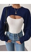 Tarz Cool Kadın Lacivert Dekolteli Crop Triko Bolero Lacivert