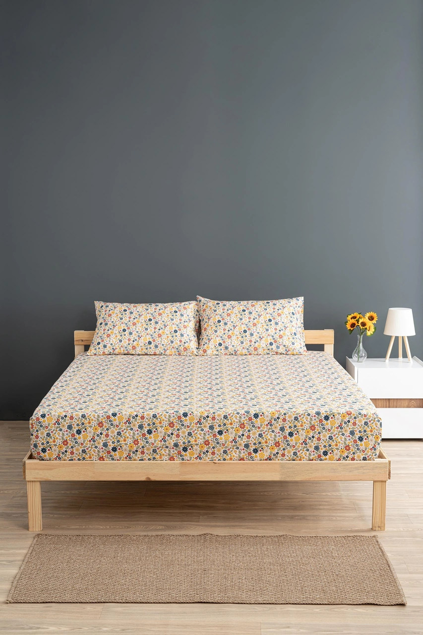 Soley Liberty %100 Pamuklu Çift Kişilik 180 X 200 Lastikli Çarşaf Seti Sarı