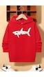Uyguntarz Çocuk Shark Baskılı Sweatshirt Kırmızı
