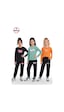 Panios Kids 3'lü Yuvarlak Yaka Sweatshirt Siyah Eşofmanlı Baskı Detaylı 6 Parça Kız Çocuk Alt Üst Takım Siyah - Turuncu