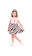 Toontoy Kız Çocuk Little Yazılı Etek Kısmı Zebra Desen Baskılı Elbise Pembe