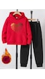 Uyguntarz Eriyen Kalpler Baskılı Oversize Çocuk Sweatshirt Eşofman Takım Kırmızı Uyguntarz Eriyen Kalpler Baskılı Oversize Çocuk Sweatshirt Eşofman Takım Kırmızı
