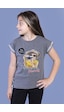 Toontoy Kids Toontoy Kız Çocuk Şerit Detaylı Baskılı Tişört Antrasit