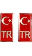 Tr Ayyıldız Kırmızı Plaka Etiketi Sticker- Varak Baskılı Kabartmalı Parlak Malzeme