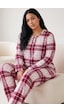 Siyah İnci Düğmeli Pamuklu Likralı Büyük Beden Battal Boy Örme Pijama Takım26240959 Vişne