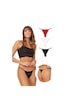 Cottonhill Önü Dantelli Tül Detaylı Kadın Tanga 3'lü Paket Külot - 2 Renkli-2 Çok Renkli