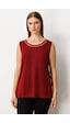 On Kadın Büyük Beden Yakası Tül Detaylı Kolsuz Basic Bluz 61311 Bordo Bordo