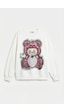 it's basic Kadın Beyaz W5 Oversize Baskılı %100 Koton Organik Kumaş Sweatshirt