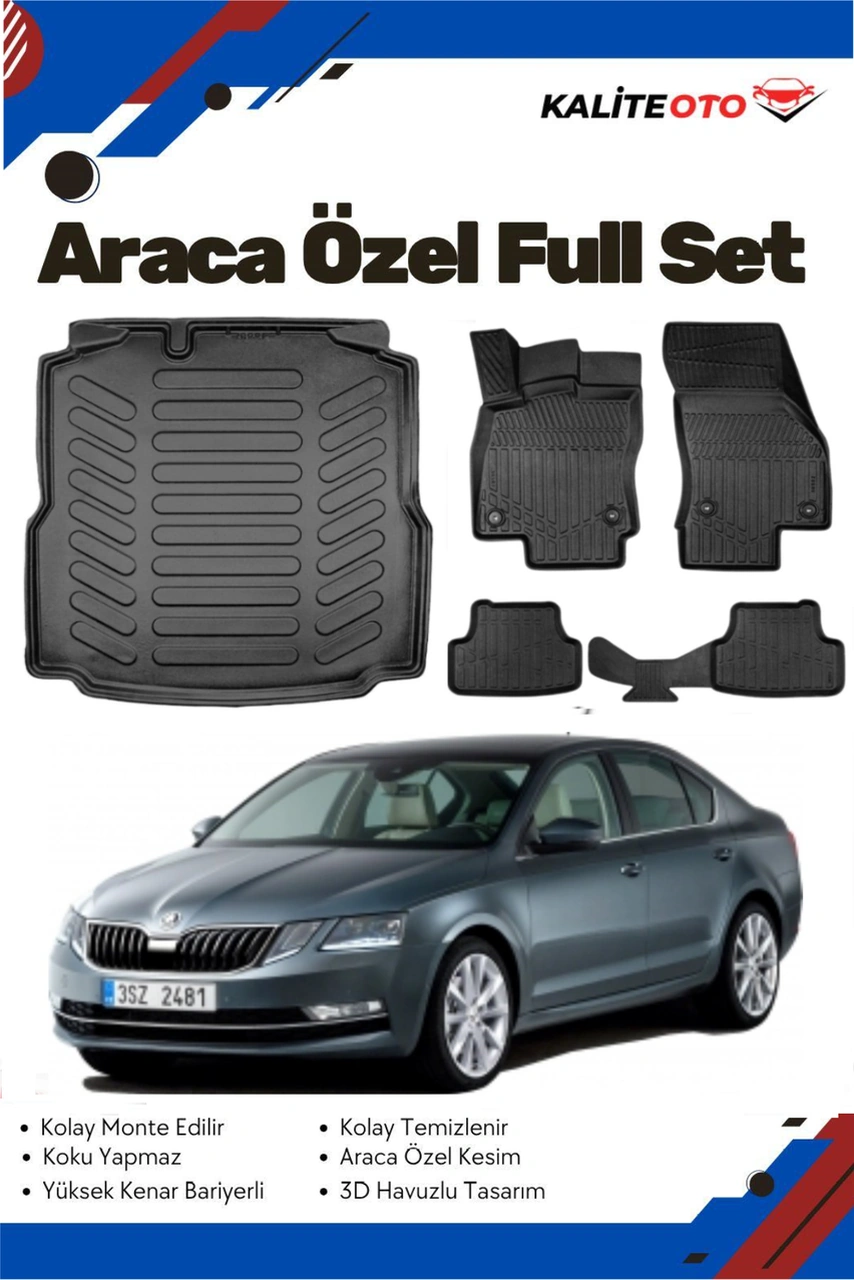 Skoda Octavia 2019 Model Yumuşak Paspas+bagaj Havuzu Seti