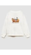 Monila Unisex Çocuk Friends Baskılı 3 İplik Kumaş Pamuklu Sweatshirt Ekru