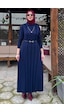 Rabia Şamlı Biricik Kemerli Triko Elbise Lacivert Normal