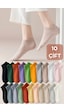 Kral Socks Yazlık Pamuklu Penye Kadın Patik Çorap 10 Çift - Çok Renkli