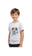 Fyk Kids Unisexs Çocuk Düz Kısa Kollu T-shirt Beyaz