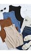 Merry See 4'lü Paket 4 Renk Takım Kadın Kolsuz Örme Kumaş Bluz Crop 001