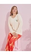Siyah İnci Pamuklu Curve Büyük Beden Battal Boy Örme Pijama Takım24240728 Krem