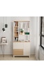 Robin Home Urban Kitaplık Raf Ahşap Ayaklı 188cm 2 Kapaklı 2 Çekmeceli Kumsal-sepet Bej