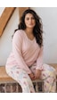 Siyah İnci Desenli Düğmeli Büyük Beden Battal Boy Viskon Örme Pijama Takım 26224803 Somon