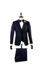 İmza Koyu Lacivert Desenli Mono Yaka Astarlı Yelekli 6 Drop Slim Fit Dar Kesim Smokin Damatlık 1001210100-Lacivert