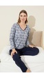 Siyah İnci Pamuklu Örme Pijama Takım 24240126 Gri