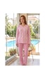 Remsa Kadın Yaka Kısmı Dantel Detay Uzun Kollu Penye Pijama Takımı 05 Pembe