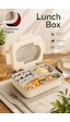 Porsima 3110 Paslanmaz Çelik 3 Bölmeli Vakumlu Yemek Termosu Beslenme Kutusu Taşınabilir Lunch Box Sefer Tası - Krem