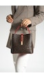Just Polo Kadın Ters Kilit Çıtçıt Kapama Arkası Cepli El Çantası 21x23cm Kahve Kırmızı