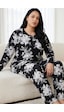 Siyah İnci Düğmeli Pamuklu Likralı Büyük Beden Battal Boy Örme Pijama Takım 26240930 Çok Renkli