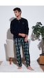 Buratti Ekose Regular Fit Bisiklet Yaka Kışlık Polar Erkek Pijama Takımı 609610013W4 Lacivert