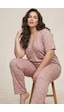 Siyah İnci Desenli Büyük Beden Battal Boy Viskon Örme Pijama Takım 26120997 Pudra