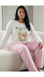 Siyah İnci Pamuklu Likralı Büyük Beden Battal Boy Örme Pijama Takım 26240897 Beyaz