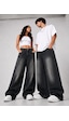 St.poll Vintage Siyah Yıkamalı Unisex Baggy Jean