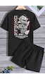 Uyguntarz Rahat Tasarım Osaka Şort T-shirt Eşofman Takımı Siyah